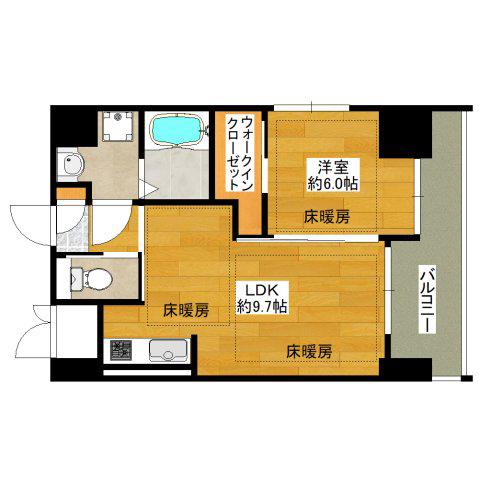 ノルデンハイム江坂垂水町(1LDK/9階)の間取り写真