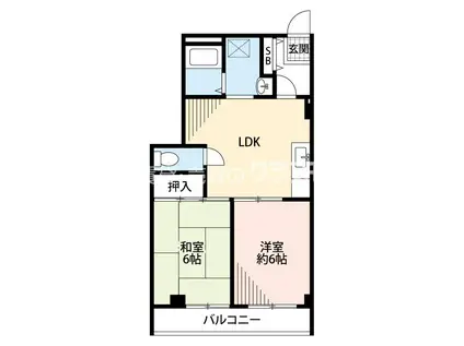 平和マンション(2LDK/3階)の間取り写真