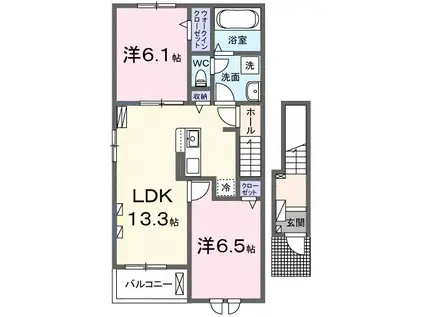 クリアネスII(2LDK/2階)の間取り写真