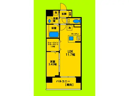 ワーブ吹田江坂(1LDK/3階)の間取り写真