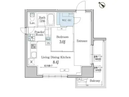 デュオフラッツ池尻大橋(1LDK/9階)の間取り写真