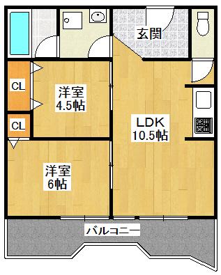 ハイツ相生(2LDK/2階)の間取り写真