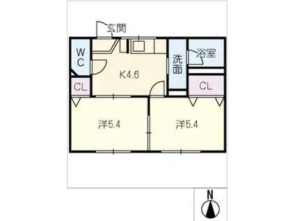 サンハイツ(2K/1階)の間取り写真