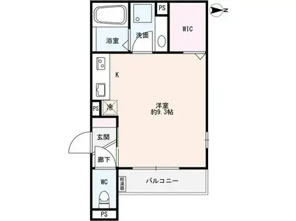 ONES (ワンルーム/2階)の間取り写真