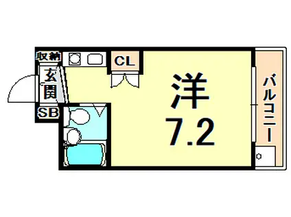 ラファエラ鳴尾II(ワンルーム/2階)の間取り写真