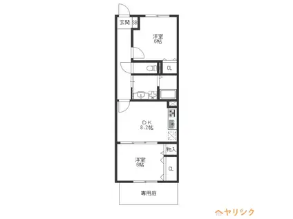 アスナロ21(2DK/1階)の間取り写真