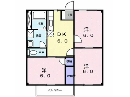 コーポフローラ(3DK/1階)の間取り写真