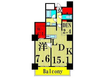 ロイヤルパークスタワー南千住(1SLDK/28階)の間取り写真