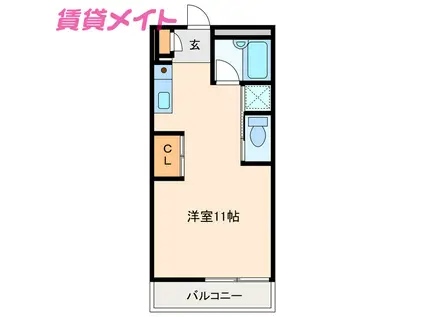 シダーSガーデンA(ワンルーム/1階)の間取り写真