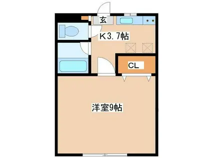 アーバンハイム一本杉(1K/2階)の間取り写真