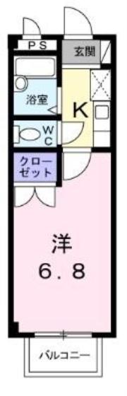 ニューシティアベニュ-A(1K/2階)の間取り写真