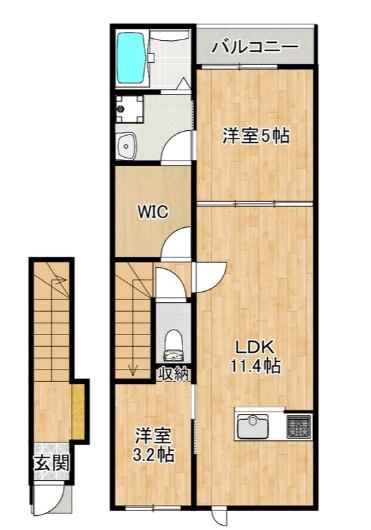 L-BLOOM東櫛原(2LDK/2階)の間取り写真