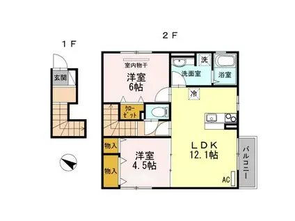 オーシャン セブンII(2LDK/2階)の間取り写真