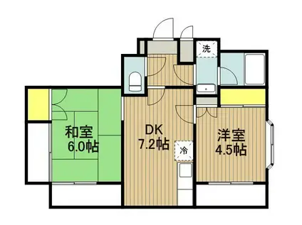 パティオ桔梗(2DK/1階)の間取り写真