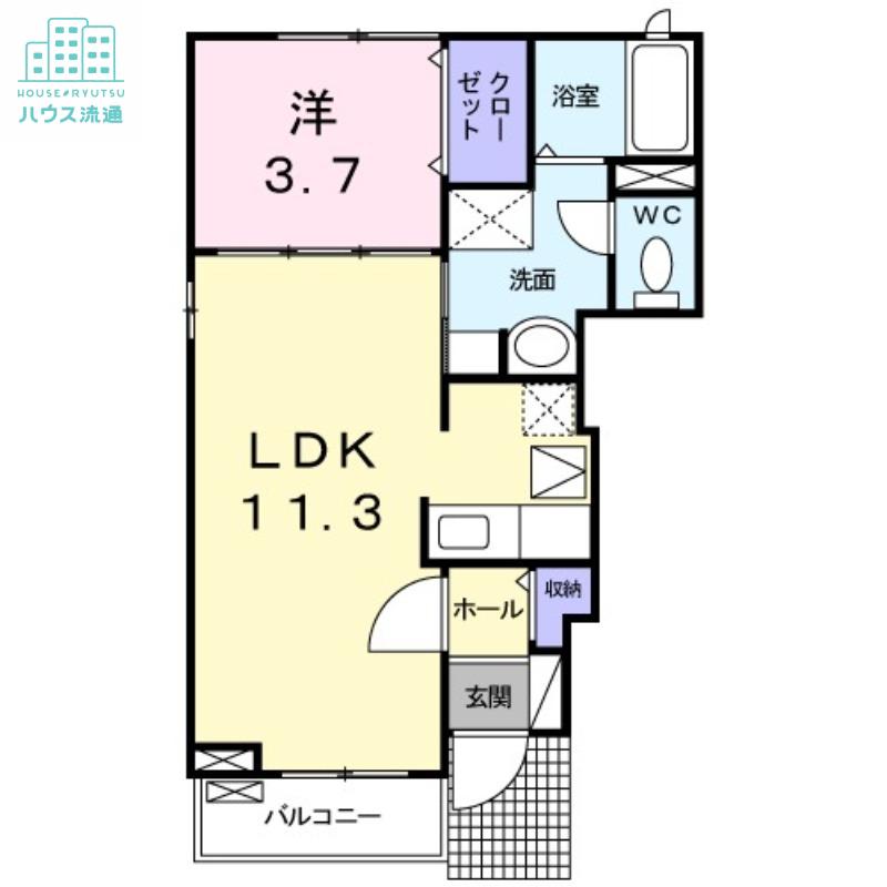 グッド リバー(1LDK/1階)の間取り写真