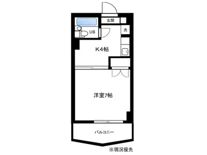 厚木メゾンドパンセ(1K/6階)の間取り写真