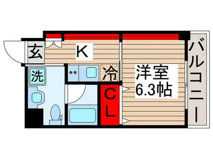 ラグゼナ北千住(1K/10階)の間取り写真