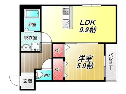 フジパレス教興寺三丁目II(1LDK/2階)の間取り写真