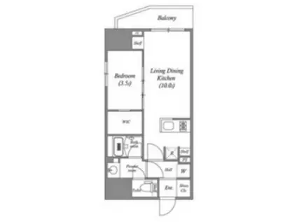 ディームス上野(1LDK/11階)の間取り写真