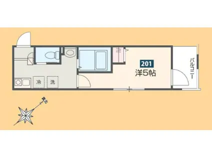 MELLAS成増(1K/2階)の間取り写真