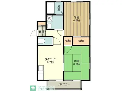 コーポパークサイド(2DK/1階)の間取り写真