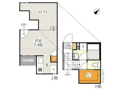 CB柏ヴェール(1K/2階)の間取り写真