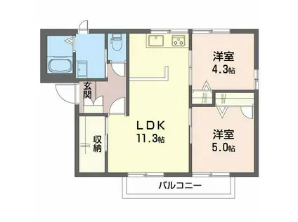フレグランス宮郷 A棟(2LDK/2階)の間取り写真
