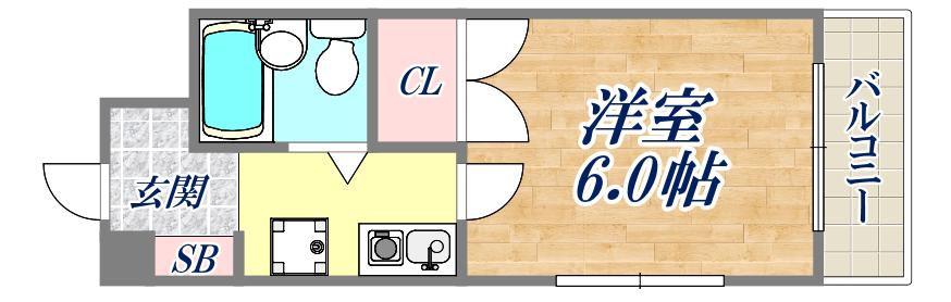 夙川ル・カンフリエ(1K/3階)の間取り写真