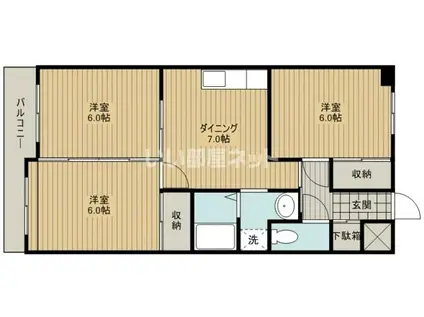 マンションオルフィス(3DK/3階)の間取り写真