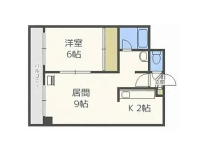 ドエル札幌南6条II(1LDK/6階)の間取り写真