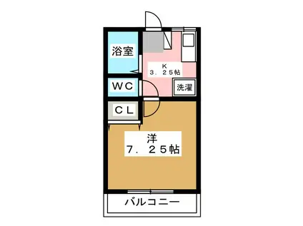 シティハイムきくや(1K/1階)の間取り写真