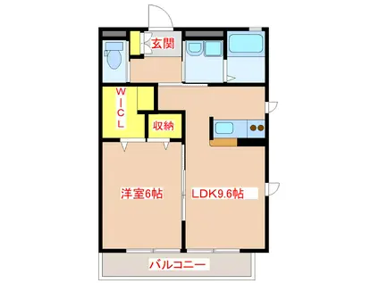 ドルフI(1LDK/2階)の間取り写真