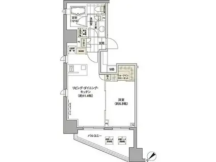 パークハビオ渋谷(1LDK/6階)の間取り写真