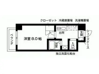 シャントール二条(1K/9階)の間取り写真