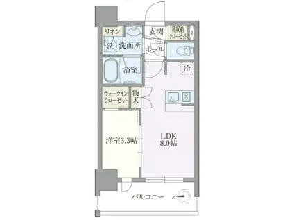 ライトテラス浅草(1LDK/6階)の間取り写真