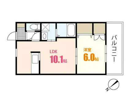 緑井コージーハウス(1LDK/3階)の間取り写真