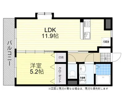 ユーミー奥田(1LDK/2階)の間取り写真