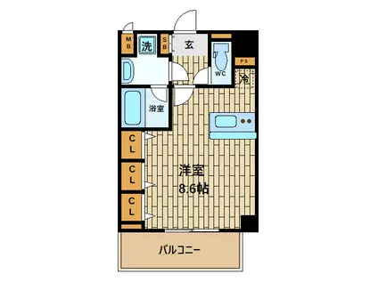 エスレジデンス福島LUXE(1K/13階)の間取り写真