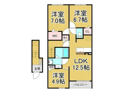 イースト メゾン(3LDK/2階)の間取り写真