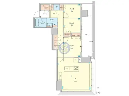 RJR堺筋本町タワー(3LDK/3階)の間取り写真
