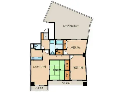 橋本龍生堂ビル(3LDK/6階)の間取り写真