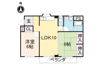 ハピネス2000(2LDK/3階)の間取り写真