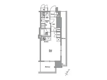 レキシントンスクエア白金高輪(ワンルーム/3階)の間取り写真