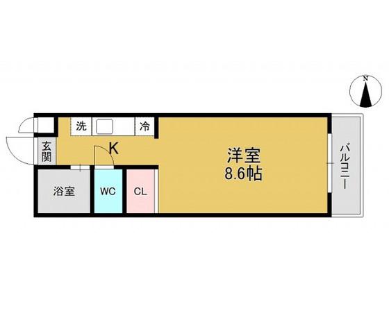 レジデンス学南(1K/1階)の間取り写真