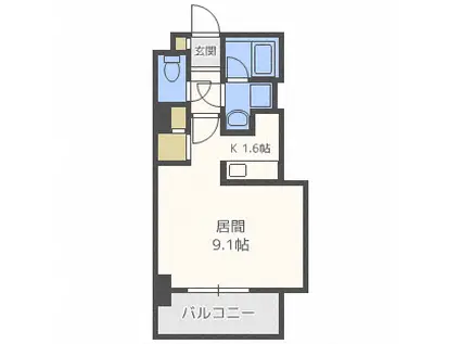 ビッグパレス北14条(1K/7階)の間取り写真