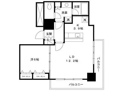 パシフィックロイヤルコートみなとみらいオーシャンタワー(1LDK/8階)の間取り写真