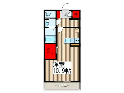 パームコテージVII番館(ワンルーム/2階)の間取り写真