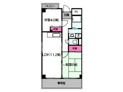 サンハイム今福(2LDK/1階)の間取り写真