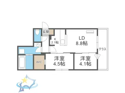 BALBONI山鼻(2LDK/1階)の間取り写真