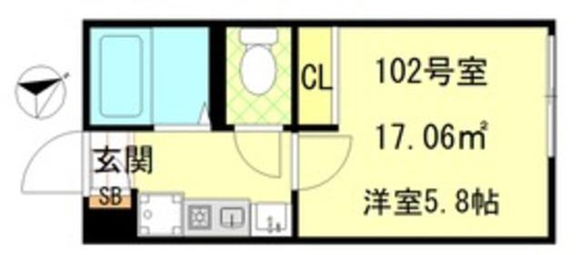 LECOCON平井(1K/1階)の間取り写真